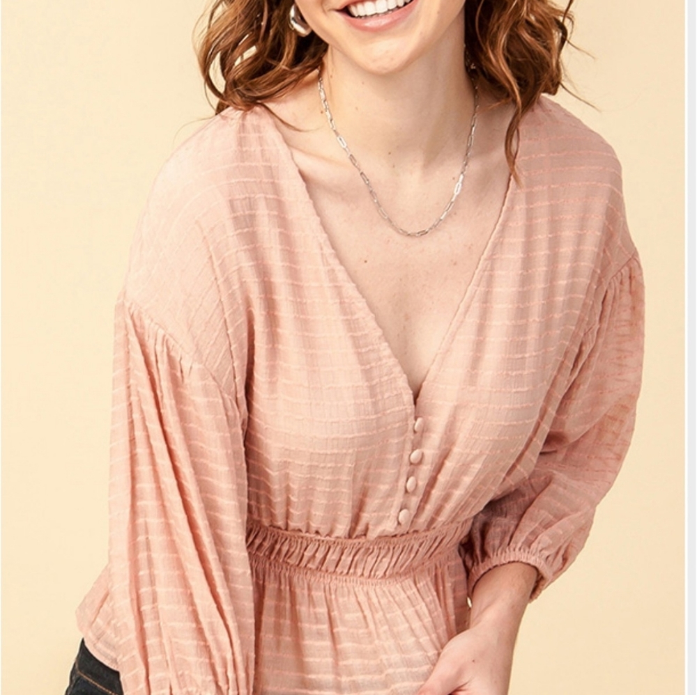 Blush ribbed blouse